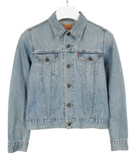 Levi's Amphibious Denim Jacke Damen Klein Verblichen Brusttaschen Geknöpft