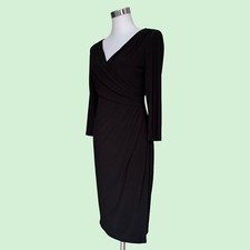 LAUREN RALPH LAUREN Figurbetontes Wickelkleid Midi Gr.4(DE 34/36) Schwarz Edel