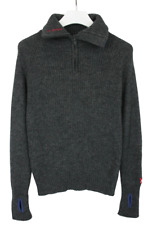 Ulvang Pullover Herren Klein Unisex Wolle Knit Daumen Löcher Halb Reißverschluss