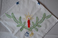 alte Weihnachtsdecke Mitteldecke 74 x 78 cm DDR gestickt Vintage Deko