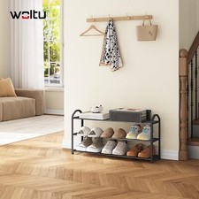 WOLTU 3 Ebenen Schuhregal Schuständer Schuhablage für 12 Paare Schuhe Schwarz