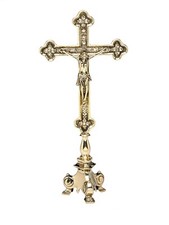 Massives Tischkreuz Aus Poliertem Messing Mit Empire-Stil Basis