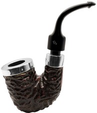 Peterson "Pub Pipe" Sterling Silver Cap Rustic Finish Extra Large Bent Oom Paul