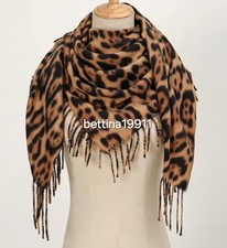 Leo Schal Mit Fransen Leoprint Leomuster Leopardenmuster