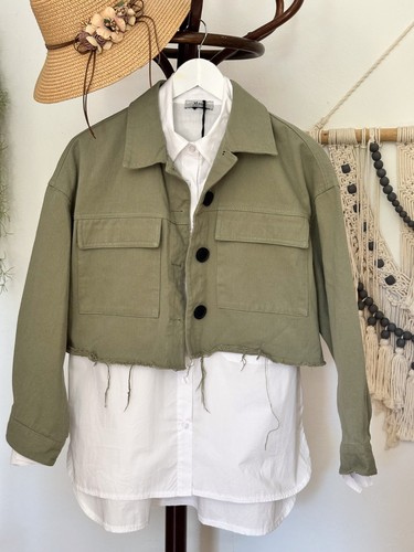 Zara cropped jacke olivgrün - cropped,
