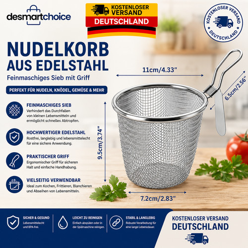 Edelstahl-Nudelsieb