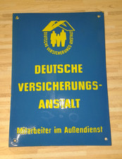 Original DDR Emaille Schild " Deutsche Versicherung Anstalt "  ca. 35 x 25cm