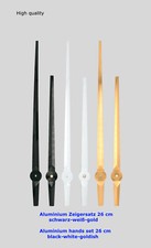 Zeigersatz 26 cm schwarz weiß gold f. Wanduhr Uhrzeiger Zeiger lang groß 260 mm