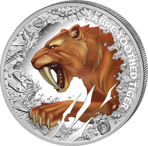 Silbermünze säbelzahntiger - säbelzahntiger, 1