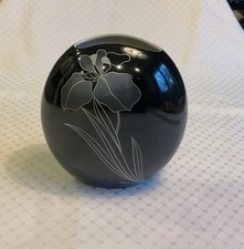 Edle Vase Schwarz Motiv Blume Scherzer Bavaria