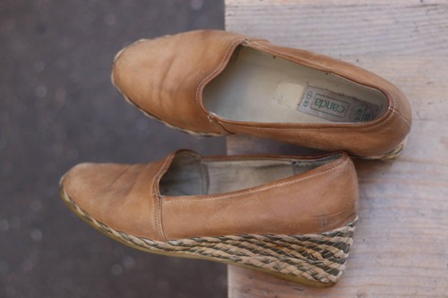 Vintage caramel leather - vintage, wedge