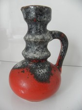 Keramik  Henkelvase  rot graue