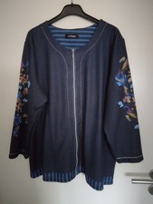 Jacke dunkelblau bunt Blumen