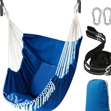 Hängesessel 2 Sitze Baumwolle Königsblau inklusive Kissen Gurtbänder Haken