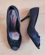 Graceland Gr 39 6 Pumps Schwarz Peeptoe Damenschuhe 9 Cm Absatz Satin Spit #246#