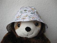 Bio Sonnenhut, Faultier, Affe, Leopard, Gr. 47-48, weiß, Baby, handgefertigt,Neu