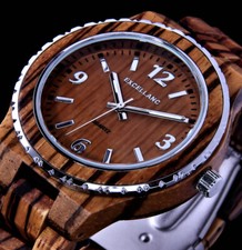 Excellanc Herren Armband Männer Uhr Zebra Holz Holzuhr braun Men Wooden Watch