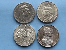 Konvolut 4 Stück  2 Mark Preussen 1901-1913 SS bis VZ Silber Original