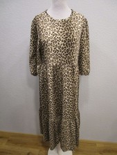 Zara Maxi Kleid 3/4 Arm Rundhals Volant Leo Look braun/schwarz Gr.L (Sch39-05)