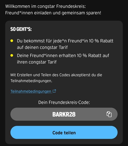 Congstar freundeskreis - congstar, 10%
