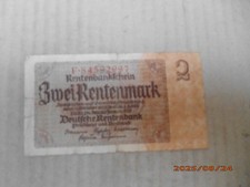 2 Rentenmark, Rentenbankschein, Geldschein Deutsches Reich 1937