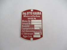 Typenschild Schild Otto Kauba Motorroller Oldtimer