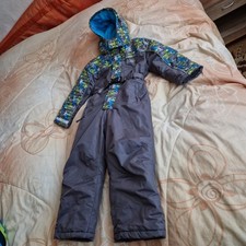 Schneeanzug, Skianzug, Gr. 116, Zebralino, grau/hellblau/gelb, gut erhalten 