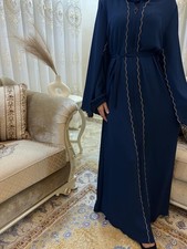 Damen Abaya Dubai Satin Farasha Kaftan Kleid Jilbab NEU Gr 38/40