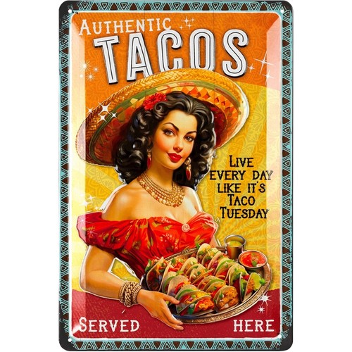 Retro blechschild tacos - blechschild, served