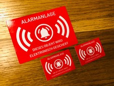 ALARMANLAGE 3x Aufkleber Sticker Warnung Sicherheit Achtung Security Schutz Se39