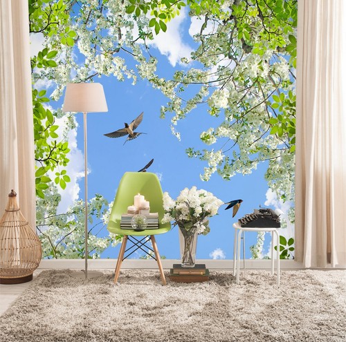 Weiße blumen m6105 tapete - 3d,