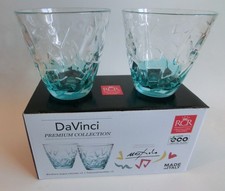2er-Set DaVinci Wassergläser RCR Trinkgläser Trinkbecher klar-türkis 295ml Italy