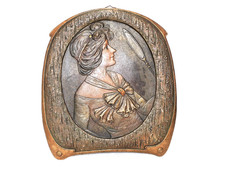 Bernhard Bloch großes Jugendstil Wandbild um 1900, Ton oder Terracotta