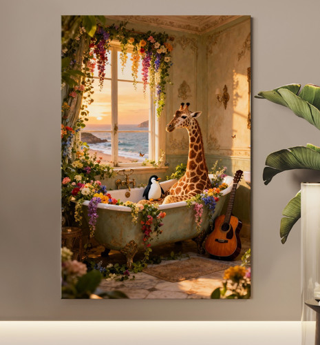 Giraffe beim baden - giraffe,
