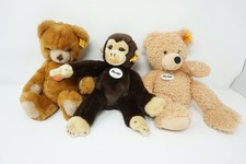 Steiff 3 Tiere im Set, Affe Koko, Schlenkerteddybär Fynn, Bär Petsy