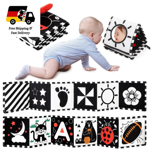 Schwarz weiß stoffbuch baby - schwarz,