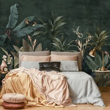 BANANENBLÄTTER BLÄTTER GRÜN BETON Fototapete TAPETE Wohnzimmer Schlafzimmer 1035