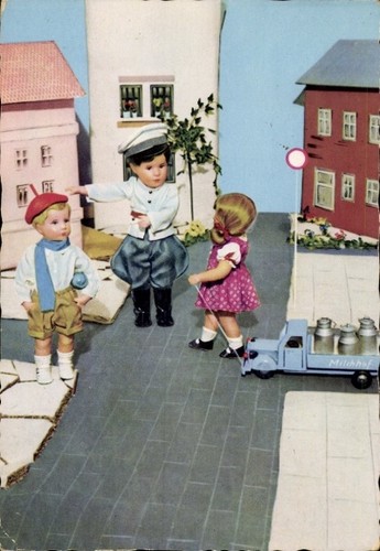 Puppen verkehrspolizist - ak,