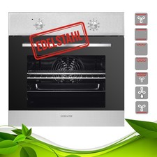 Einbaubackofen Edelstahl 8 Funktionen Grill Umluft Autark Vollglas Innentüre 64L