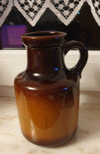 Kleine alte Scheurich Vase Keramik Henkelvase 16cm, 141-16 braun