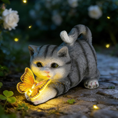 Solar katzenfigur garten - katzenfigur, deko