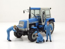 Fortschritt ZT 323 Traktor mit 3 Figuren blau weiß Modellauto 1:32 Schuco