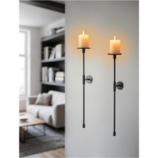 Kerzenhalter Wand Schwarz 2er