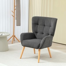 HOMCOM Sessel Wohnzimmer Loungesessel Relaxsessel mit Holzbeine, Samtoptik