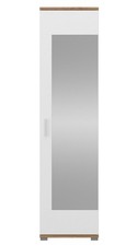 Garderobenschrank Dielenschrank Hola 50x33,5x198,5cm weiß Wotan Eiche Spiegeltür