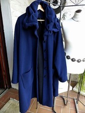 5603 Boris Industries Mantel, Größe: 2 ca: 42/44/46/48/50 Blau, gesmokter Krage