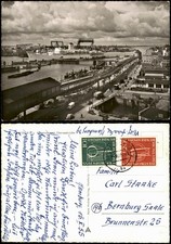 Ansichtskarte Hamburg Vorsetzer Uberseebrücke 1955  gel. MF Westropa Mi 217-218