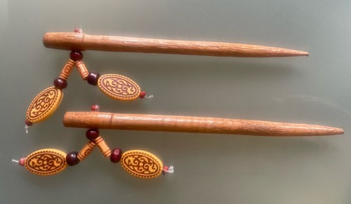 Holz haarstab mit - mit, perlen