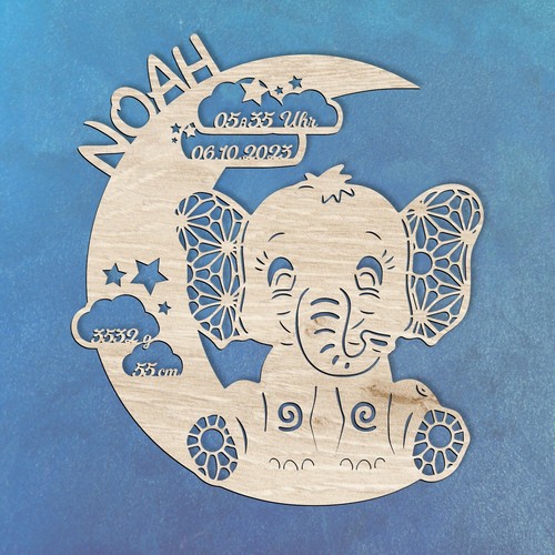 Nachtlicht elefant auf mond - auf,