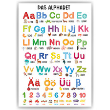 Kinderposter Alphabet Zahlen Lernposter ABC Kinderzimmer Wandbild Kindergarten G